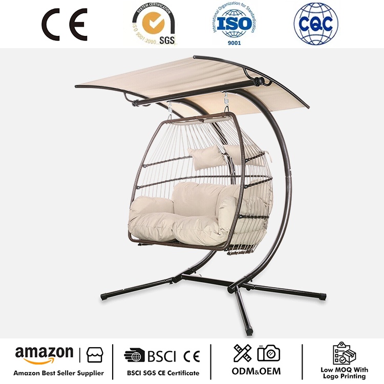 2 người treo xích đu ghế trứng đan lát