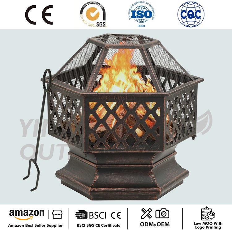Hexagon Wood Bronze Kết thúc hố lửa thép